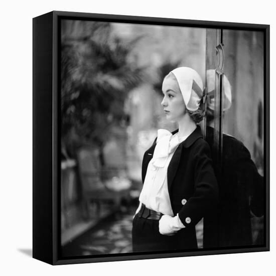 Model Wearing Latest Women's Spring Fashion Suit with White Gloves. New York, NY January 1957-Gordon Parks-Framed Premier Image Canvas