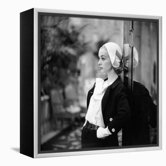 Model Wearing Latest Women's Spring Fashion Suit with White Gloves. New York, NY January 1957-Gordon Parks-Framed Premier Image Canvas