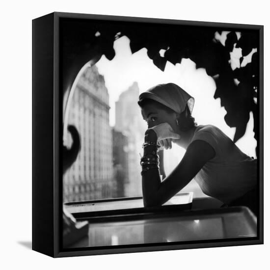 Model Wearing Nursemaid's Kerchief by Lilly Dache-Gordon Parks-Framed Premier Image Canvas