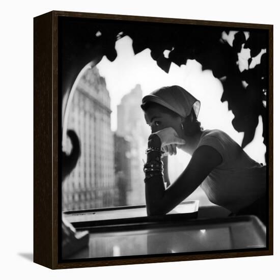 Model Wearing Nursemaid's Kerchief by Lilly Dache-Gordon Parks-Framed Premier Image Canvas