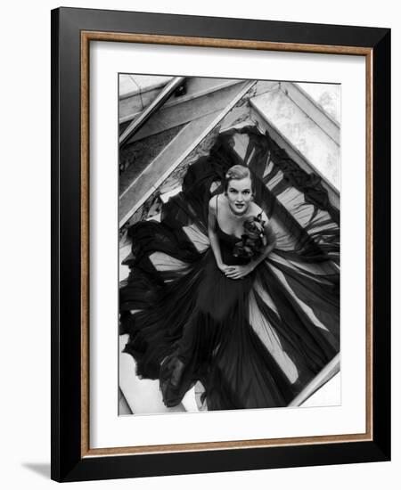 Model Wearing Rose Decked Gorgeous Gown by Traina Norell-Nina Leen-Framed Photographic Print