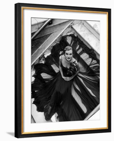 Model Wearing Rose Decked Gorgeous Gown by Traina Norell-Nina Leen-Framed Photographic Print