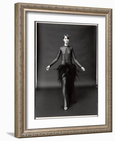 Model Wearing See Through Dress Designed by Yves St. Laurent, at New York City Fashion Show-Bill Ray-Framed Photographic Print