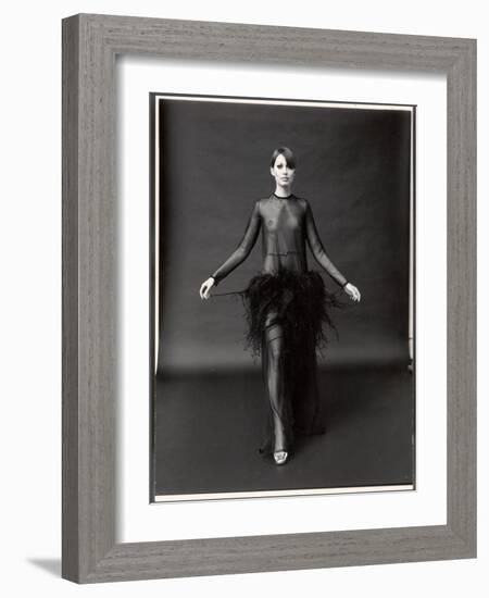 Model Wearing See Through Dress Designed by Yves St. Laurent, at New York City Fashion Show-Bill Ray-Framed Photographic Print