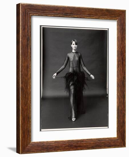 Model Wearing See Through Dress Designed by Yves St. Laurent, at New York City Fashion Show-Bill Ray-Framed Photographic Print