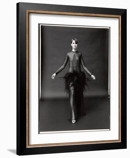 Model Wearing See Through Dress Designed by Yves St. Laurent, at New York City Fashion Show-Bill Ray-Framed Photographic Print