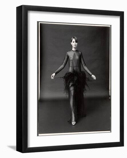 Model Wearing See Through Dress Designed by Yves St. Laurent, at New York City Fashion Show-Bill Ray-Framed Photographic Print