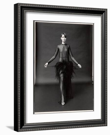 Model Wearing See Through Dress Designed by Yves St. Laurent, at New York City Fashion Show-Bill Ray-Framed Photographic Print