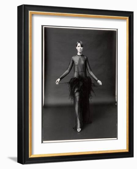 Model Wearing See Through Dress Designed by Yves St. Laurent, at New York City Fashion Show-Bill Ray-Framed Photographic Print