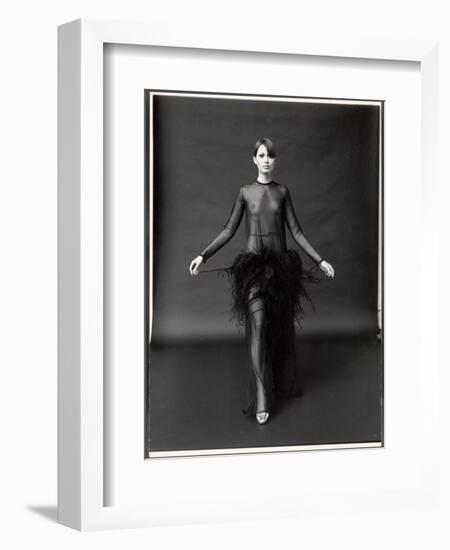 Model Wearing See Through Dress Designed by Yves St. Laurent, at New York City Fashion Show-Bill Ray-Framed Photographic Print