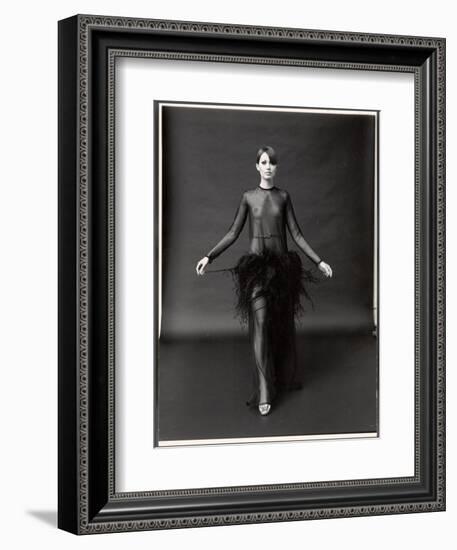 Model Wearing See Through Dress Designed by Yves St. Laurent, at New York City Fashion Show-Bill Ray-Framed Photographic Print