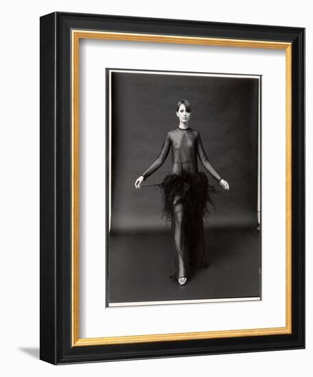 Model Wearing See Through Dress Designed by Yves St. Laurent, at New York City Fashion Show-Bill Ray-Framed Photographic Print