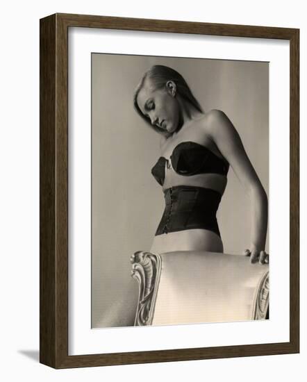 Model Wearing Wire Bra Designed by Charles L. Langs-Nina Leen-Framed Photographic Print