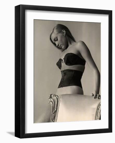 Model Wearing Wire Bra Designed by Charles L. Langs-Nina Leen-Framed Photographic Print