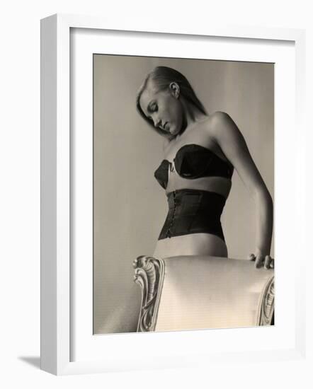 Model Wearing Wire Bra Designed by Charles L. Langs-Nina Leen-Framed Photographic Print