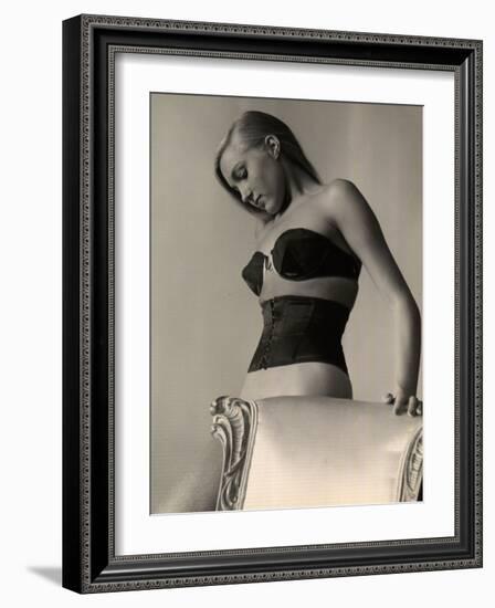 Model Wearing Wire Bra Designed by Charles L. Langs-Nina Leen-Framed Photographic Print