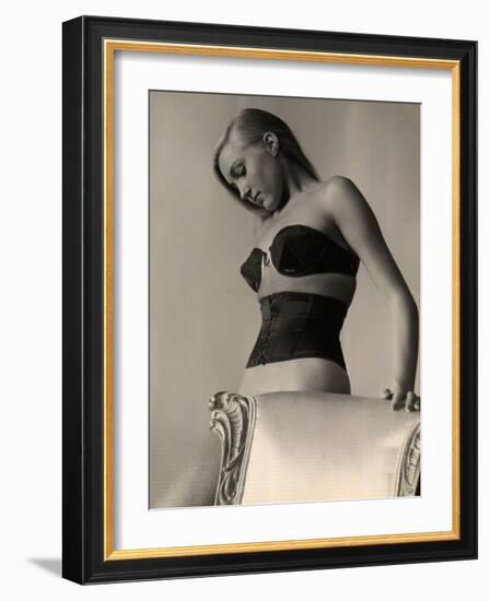 Model Wearing Wire Bra Designed by Charles L. Langs-Nina Leen-Framed Photographic Print