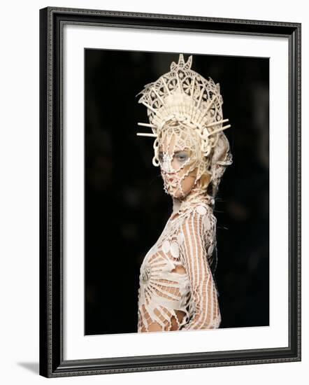 Model Wears a Creation by French Fashion Designer Jean-Paul Gaultier-null-Framed Photographic Print