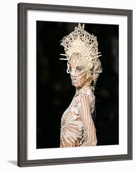 Model Wears a Creation by French Fashion Designer Jean-Paul Gaultier-null-Framed Photographic Print