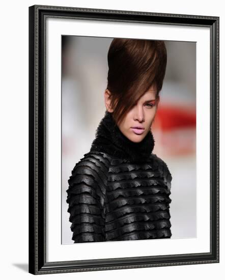 Model Wears an Outfit by Portuguese Designer Anabela Baldaque During the Portugal Fashion Weekend-null-Framed Photographic Print