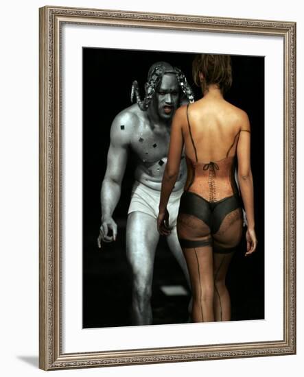 Model Wears Body Art by Ecuadorean John Vargas During the Colombia Exposhow 2009-null-Framed Photographic Print