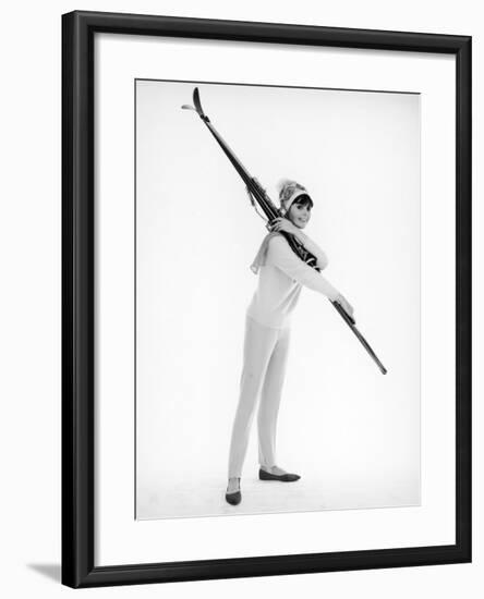 Model with Skis-null-Framed Photographic Print