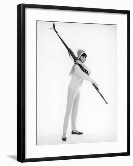 Model with Skis-null-Framed Photographic Print