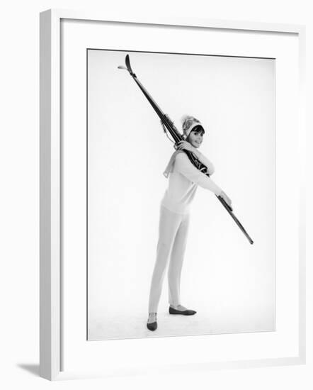 Model with Skis-null-Framed Photographic Print