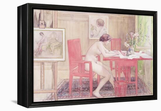 Model Writing Postcards, 1906-Carl Larsson-Framed Premier Image Canvas