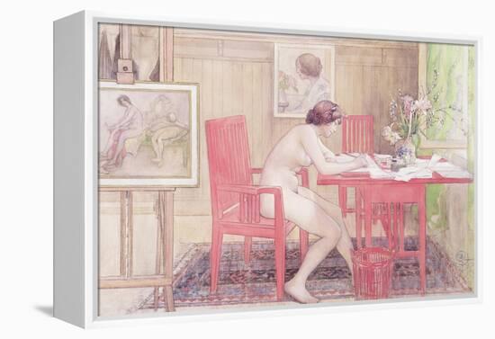 Model Writing Postcards, 1906-Carl Larsson-Framed Premier Image Canvas