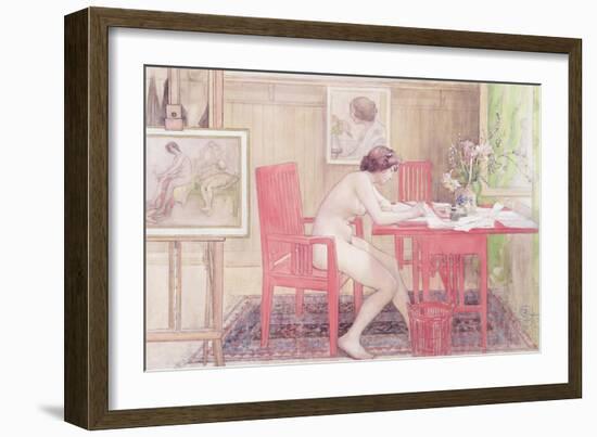 Model Writing Postcards, 1906-Carl Larsson-Framed Giclee Print