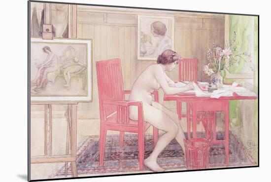 Model Writing Postcards, 1906-Carl Larsson-Mounted Giclee Print