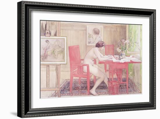 Model Writing Postcards, 1906-Carl Larsson-Framed Giclee Print