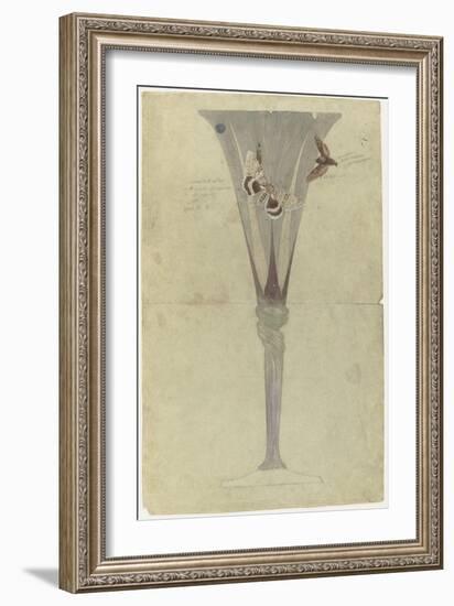 Modèle de vase en cristal en forme de fleur de liseron et décoré de deux papillons en vol pour-Emile Gallé-Framed Giclee Print