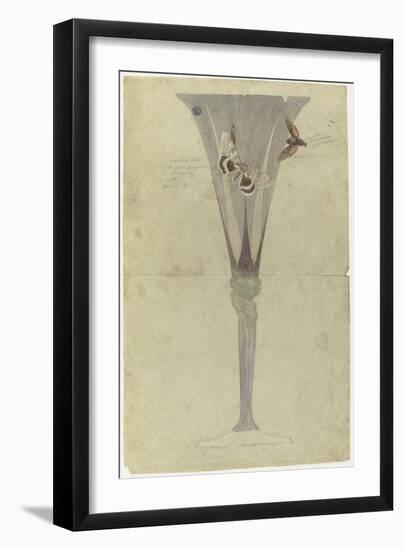 Modèle de vase en cristal en forme de fleur de liseron et décoré de deux papillons en vol pour-Emile Gallé-Framed Giclee Print