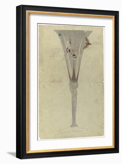 Modèle de vase en cristal en forme de fleur de liseron et décoré de deux papillons en vol pour-Emile Gallé-Framed Giclee Print