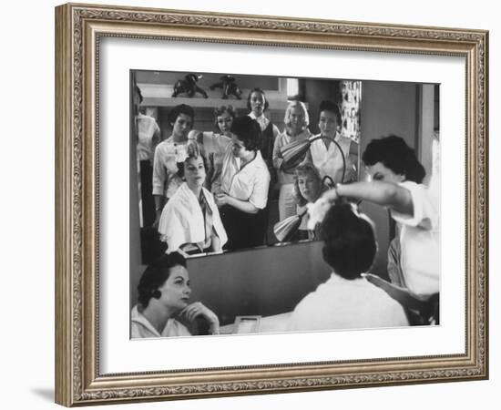 Modeling Housewives During Make Up Session-null-Framed Photographic Print