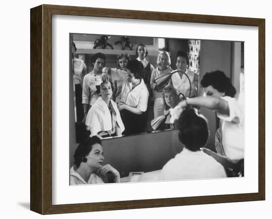 Modeling Housewives During Make Up Session-null-Framed Photographic Print