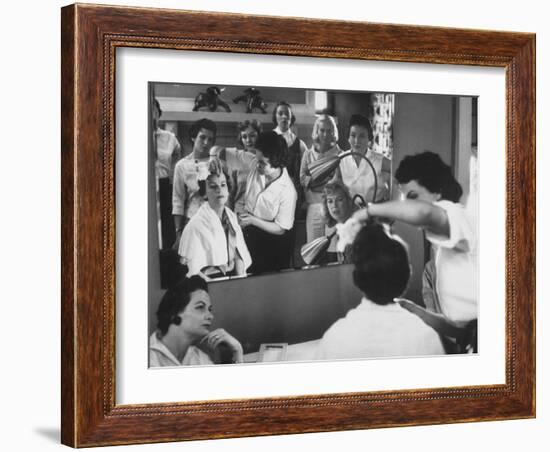 Modeling Housewives During Make Up Session-null-Framed Photographic Print