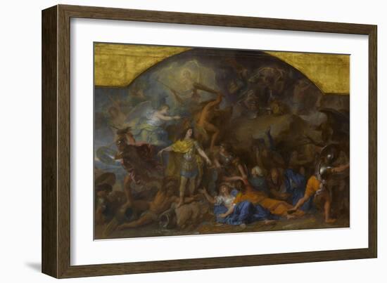 Modello : La Franche-Comté conquise pour la seconde fois en 1674-Charles Le Brun-Framed Giclee Print