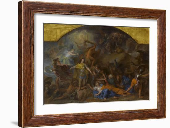 Modello : La Franche-Comté conquise pour la seconde fois en 1674-Charles Le Brun-Framed Giclee Print