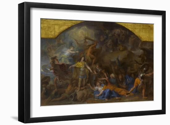 Modello : La Franche-Comté conquise pour la seconde fois en 1674-Charles Le Brun-Framed Giclee Print