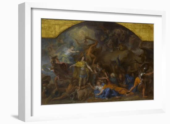 Modello : La Franche-Comté conquise pour la seconde fois en 1674-Charles Le Brun-Framed Giclee Print