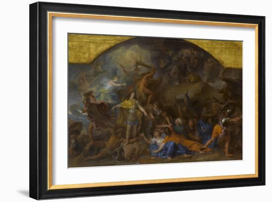 Modello : La Franche-Comté conquise pour la seconde fois en 1674-Charles Le Brun-Framed Giclee Print