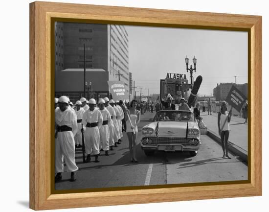 Models and a Cadillac on a Parade, USA, (C1959)-null-Framed Premier Image Canvas