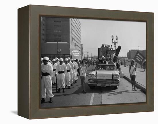 Models and a Cadillac on a Parade, USA, (C1959)-null-Framed Premier Image Canvas