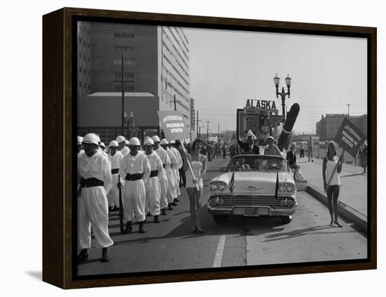 Models and a Cadillac on a Parade, USA, (C1959)-null-Framed Premier Image Canvas