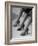 Models Displaying Different Styles of Shoes-Nina Leen-Framed Photographic Print