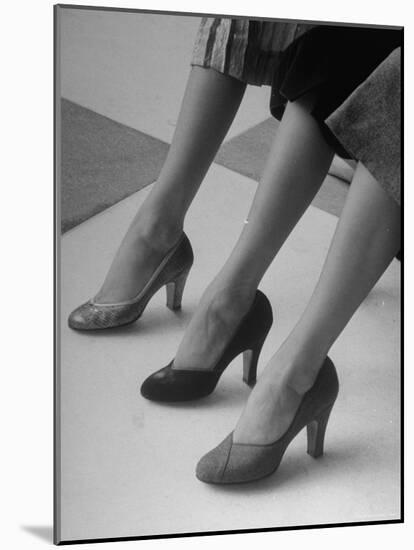 Models Displaying Different Styles of Shoes-Nina Leen-Mounted Photographic Print