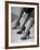 Models Displaying Different Styles of Shoes-Nina Leen-Framed Photographic Print